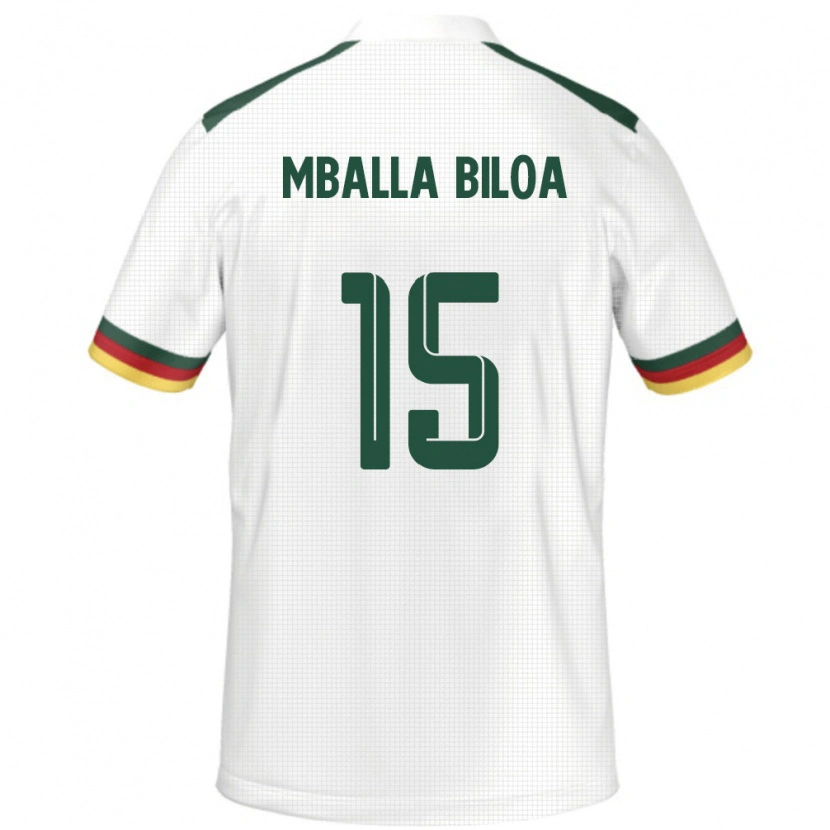 Danxen Dámské Kamerun Jules Victor Mballa Biloa #15 Bílý Daleko Hráčské Dresy 24-26 Dres