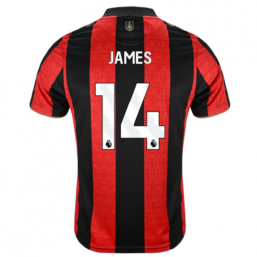 Danxen Dámské Katie James #14 Zlatavě Rudá Červená Černá Domů Hráčské Dresy 2026/27 Dres