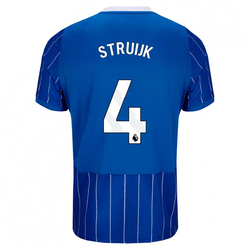 Danxen Dámské Pascal Struijk #4 Středně Modrá Bílá Domů Hráčské Dresy 2026/27 Dres