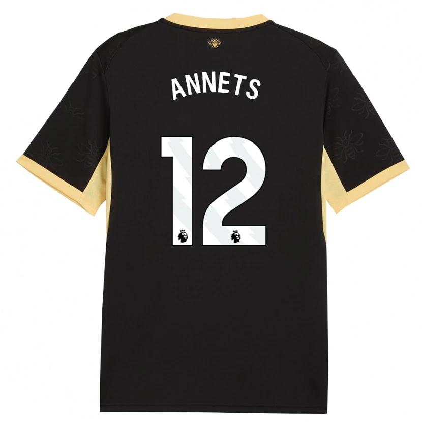 Danxen Dámské Eve Annets #12 Černá Žlutá Daleko Hráčské Dresy 2026/27 Dres
