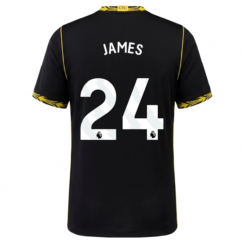 Danxen Dámské Reece James #24 Černá Žlutá Daleko Hráčské Dresy 2026/27 Dres