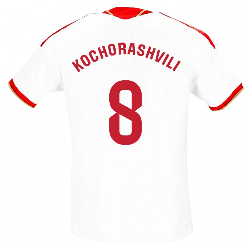 Danxen Dětské Giorgi Kochorashvili #8 Bílá Červená Domů Hráčské Dresy 2026/27 Dres