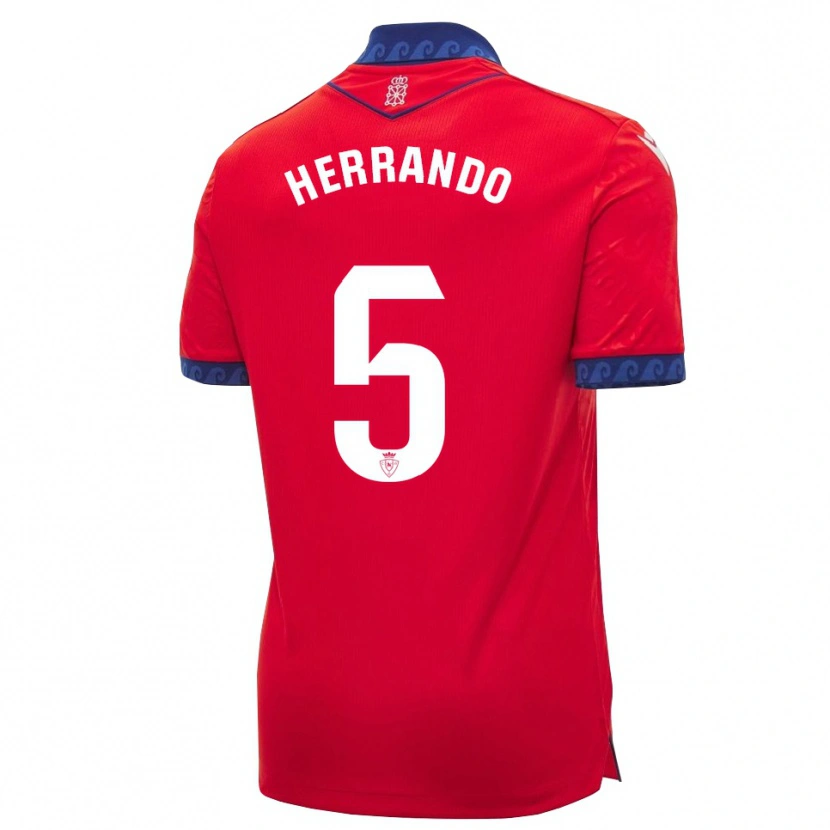 Danxen Dětské Jorge Herrando #5 Červená Tmavě Modrá Bílá Domů Hráčské Dresy 2026/27 Dres