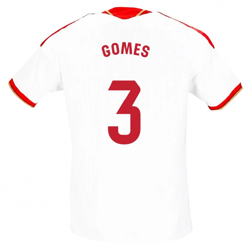 Danxen Dětské Diana Gomes #3 Bílá Červená Domů Hráčské Dresy 2026/27 Dres