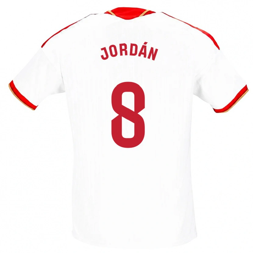 Danxen Dětské Joan Jordán #8 Bílá Červená Domů Hráčské Dresy 2026/27 Dres