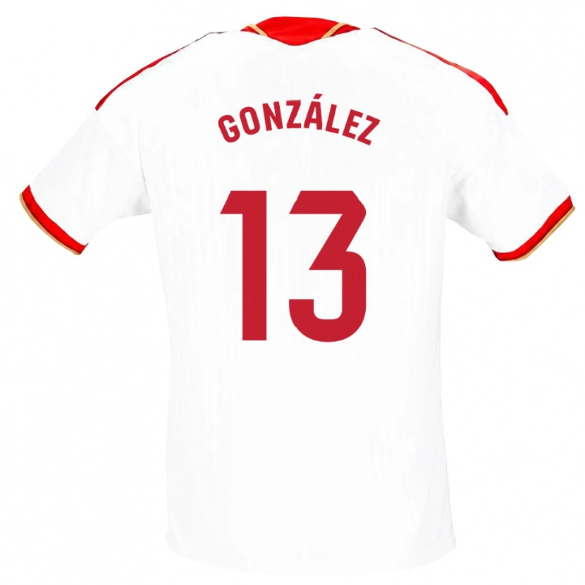Danxen Dětské Fran González #13 Bílá Červená Domů Hráčské Dresy 2026/27 Dres