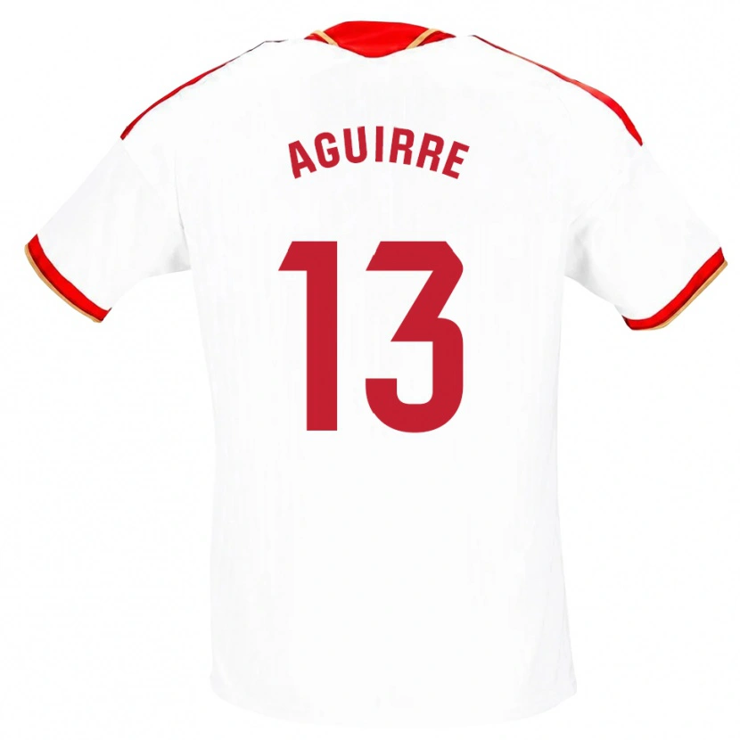 Danxen Dětské Yolanda Aguirre #13 Bílá Červená Domů Hráčské Dresy 2026/27 Dres