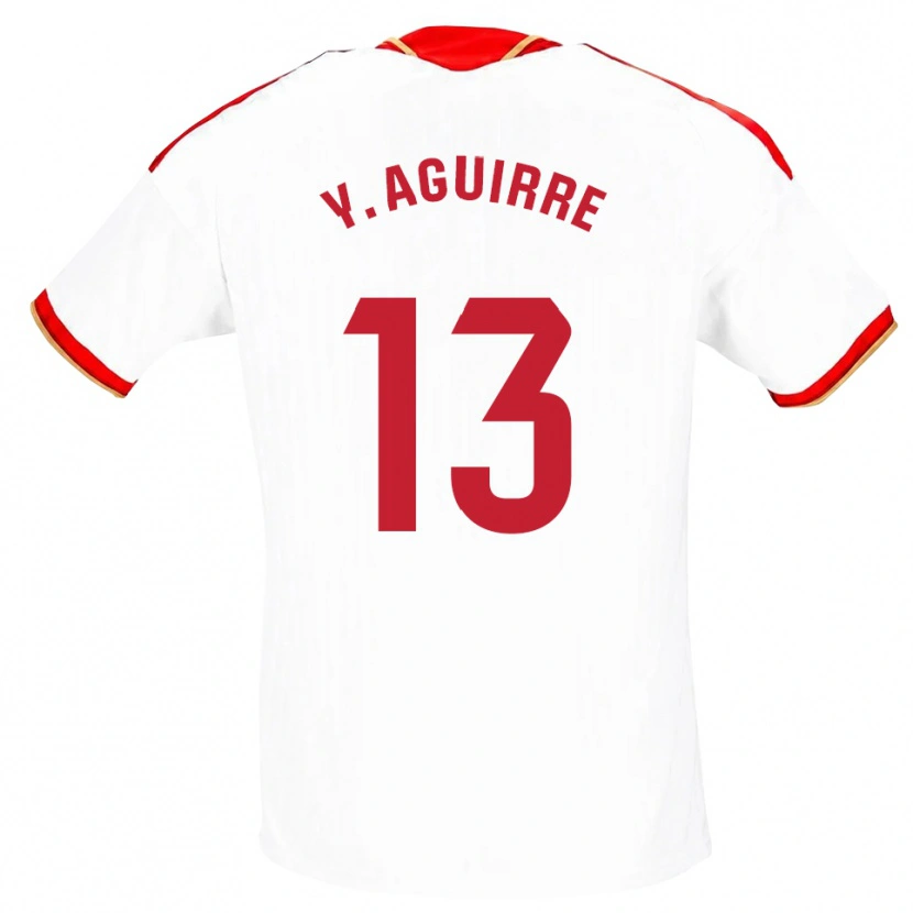 Danxen Dětské Yolanda Aguirre Gutiérrez #13 Bílá Červená Domů Hráčské Dresy 2026/27 Dres