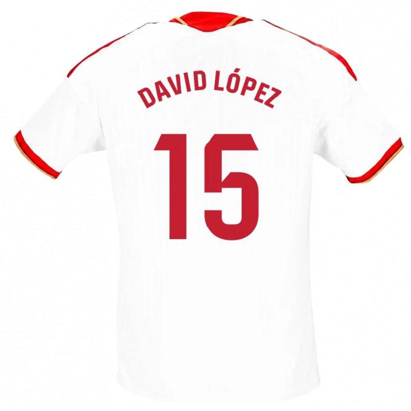 Danxen Dětské David López #15 Bílá Červená Domů Hráčské Dresy 2026/27 Dres