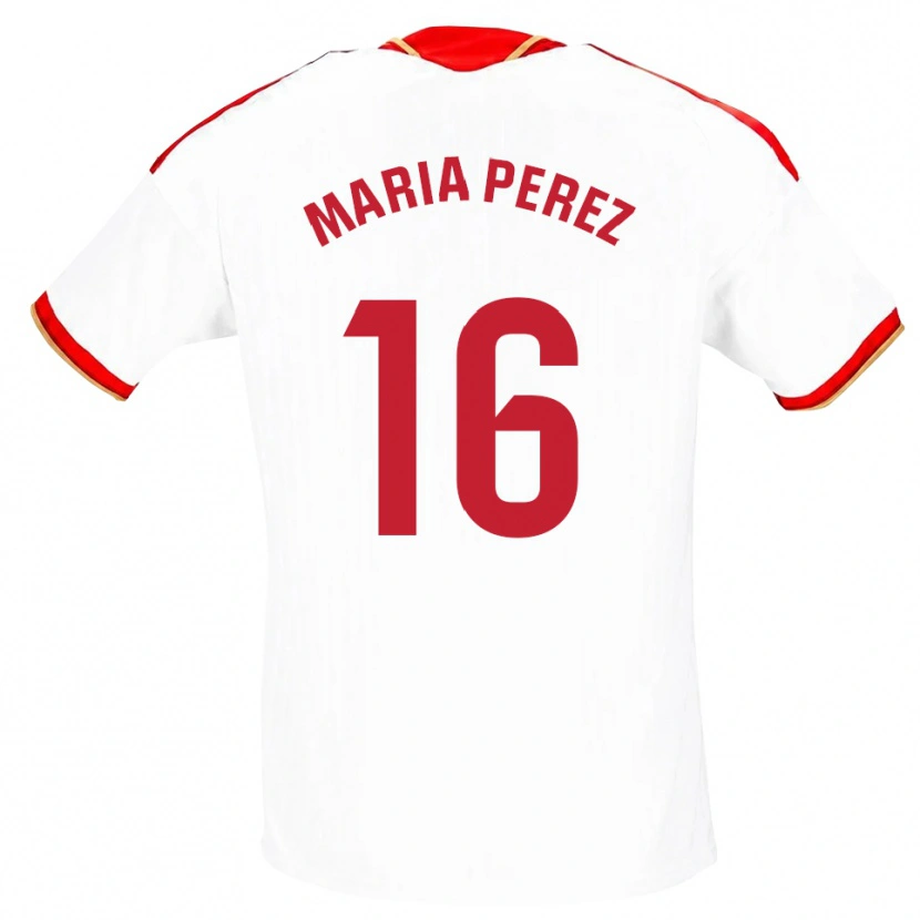 Danxen Dětské María Pérez Rabaza #16 Bílá Červená Domů Hráčské Dresy 2026/27 Dres