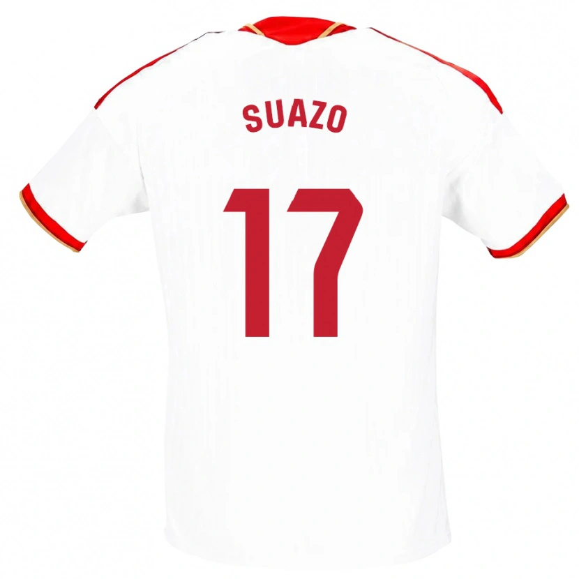 Danxen Dětské Gabriel Suazo #17 Bílá Červená Domů Hráčské Dresy 2026/27 Dres