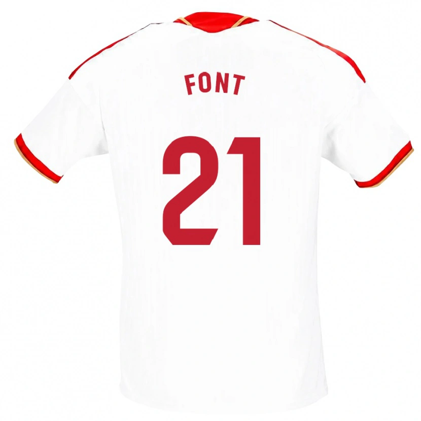 Danxen Dětské Jan Font #21 Bílá Červená Domů Hráčské Dresy 2026/27 Dres
