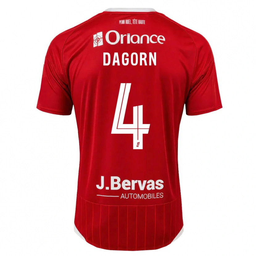 Danxen Dětské Maxime Dagorn #4 Bílá Červená Domů Hráčské Dresy 2026/27 Dres