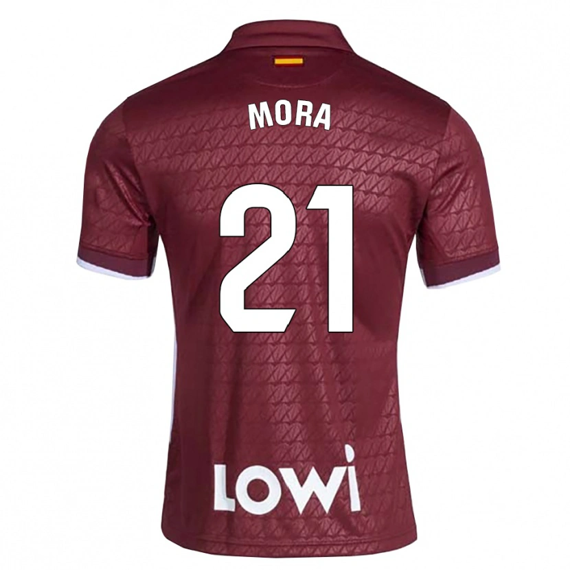 Danxen Dětské Adrià Mora #21 Tmavě Červená Bílá Daleko Hráčské Dresy 2026/27 Dres