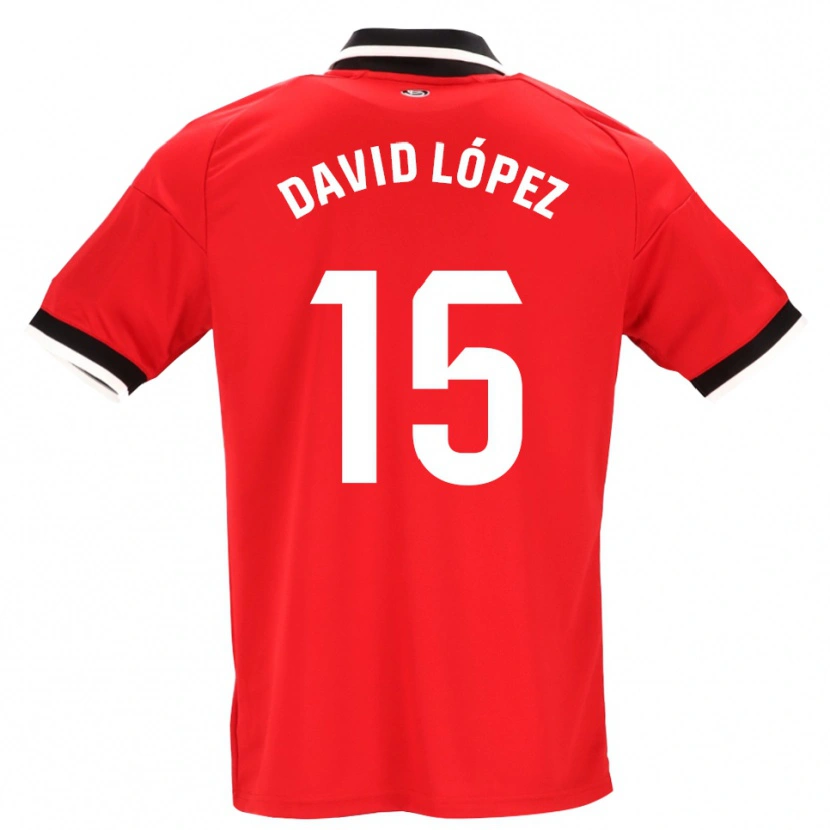 Danxen Dětské David López #15 Černá Bílá Červená Daleko Hráčské Dresy 2026/27 Dres