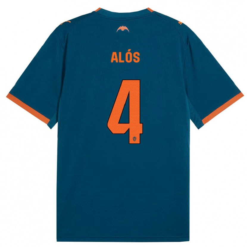 Danxen Dětské Carlos Alós #4 Ocelově Modrá Oranžová Daleko Hráčské Dresy 2026/27 Dres