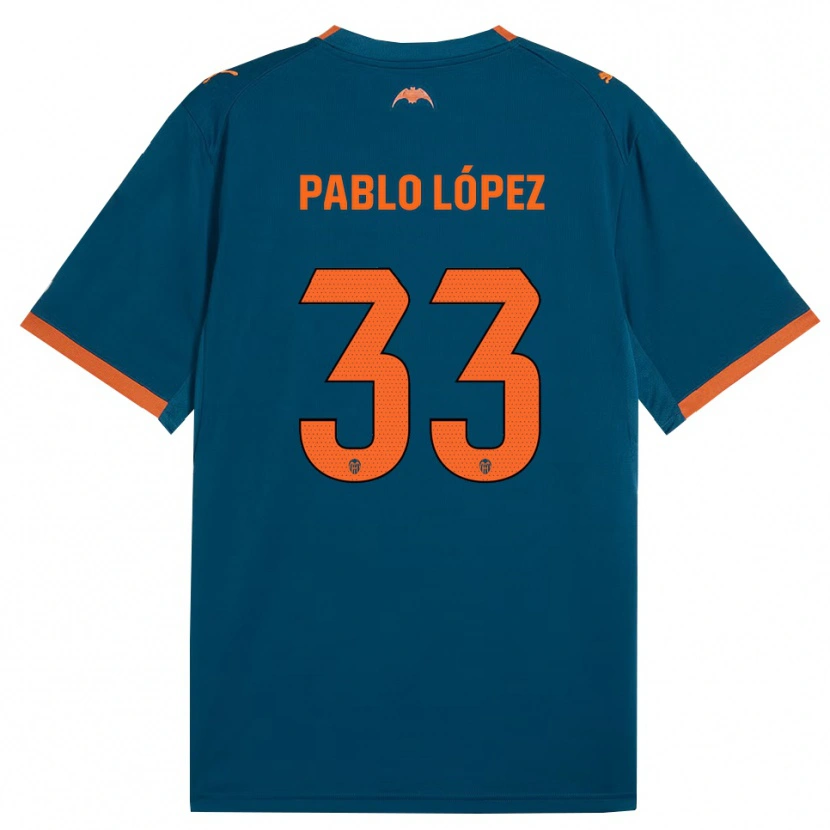 Danxen Dětské Pablo López #33 Ocelově Modrá Oranžová Daleko Hráčské Dresy 2026/27 Dres