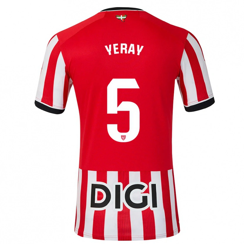 Danxen Pánské Yeray Álvarez #5 Červená Černá Bílá Domů Hráčské Dresy 2026/27 Dres