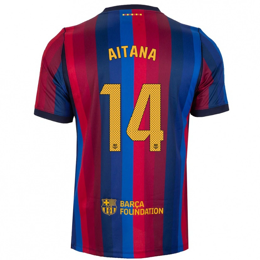 Danxen Pánské Aitana Bonmatí #14 Královská Modř Červená Žlutá Domů Hráčské Dresy 2026/27 Dres