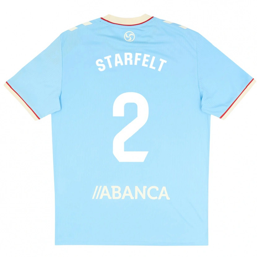 Danxen Pánské Carl Starfelt #2 Nebesky Modrá Bílá Červená Domů Hráčské Dresy 2026/27 Dres