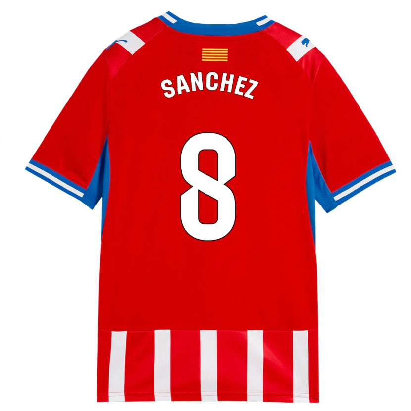 Danxen Pánské Miguel Ángel Sánchez #8 Červená Bílá Nebesky Modrá Domů Hráčské Dresy 2026/27 Dres