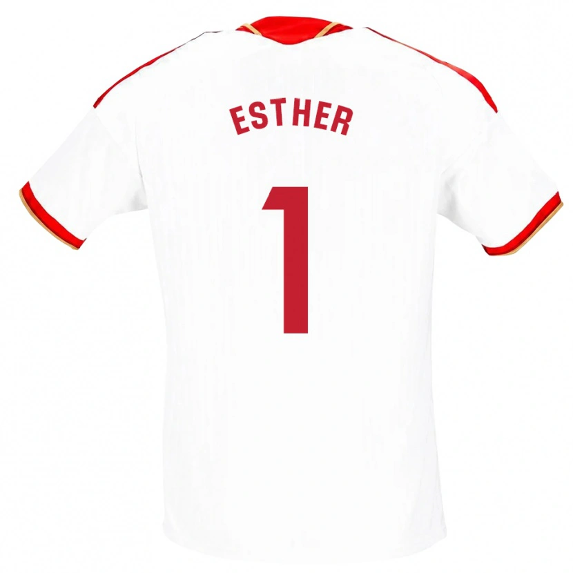Danxen Pánské Esther Sullastres Ayuso #1 Bílá Červená Domů Hráčské Dresy 2026/27 Dres