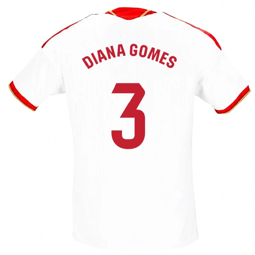 Danxen Pánské Diana Catarina Ribeiro Gomes #3 Bílá Červená Domů Hráčské Dresy 2026/27 Dres