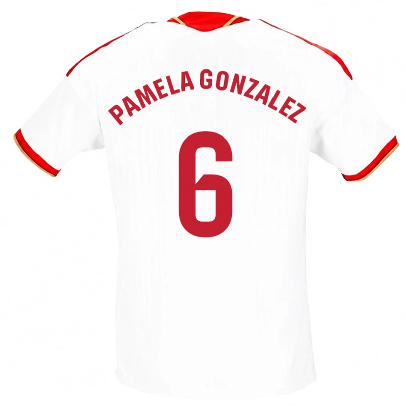 Danxen Pánské Cinthia Pamela González Medina #6 Bílá Červená Domů Hráčské Dresy 2026/27 Dres