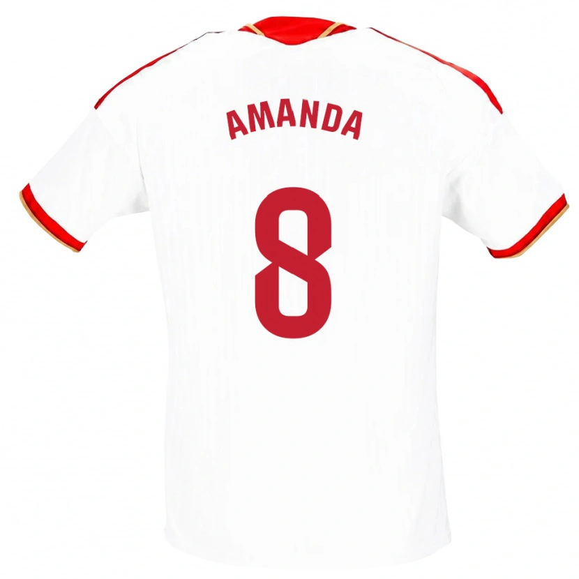 Danxen Pánské Amanda Sampedro Bustos #8 Bílá Červená Domů Hráčské Dresy 2026/27 Dres