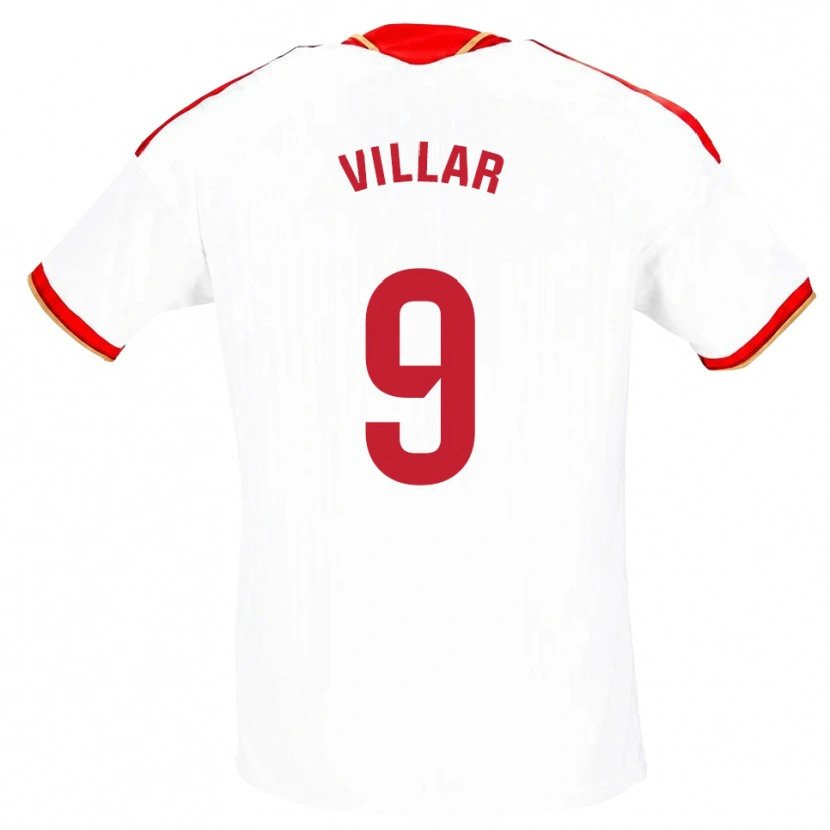 Danxen Pánské Iker Villar #9 Bílá Červená Domů Hráčské Dresy 2026/27 Dres