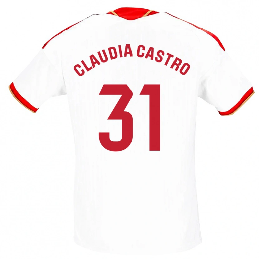Danxen Pánské Claudia Castro Romero #31 Bílá Červená Domů Hráčské Dresy 2026/27 Dres