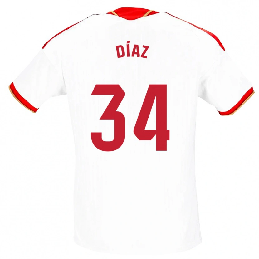 Danxen Pánské Mario Díaz #34 Bílá Červená Domů Hráčské Dresy 2026/27 Dres