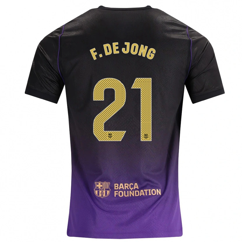 Danxen Pánské Frenkie De Jong #21 Fialová Žlutá Černá Daleko Hráčské Dresy 2026/27 Dres
