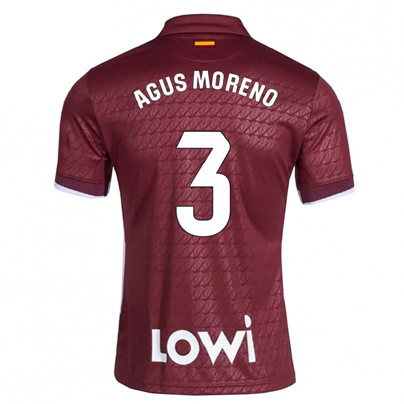 Danxen Pánské Agus Moreno #3 Tmavě Červená Bílá Daleko Hráčské Dresy 2026/27 Dres