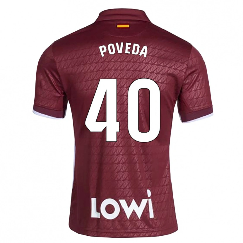 Danxen Pánské Pedro Poveda #40 Tmavě Červená Bílá Daleko Hráčské Dresy 2026/27 Dres