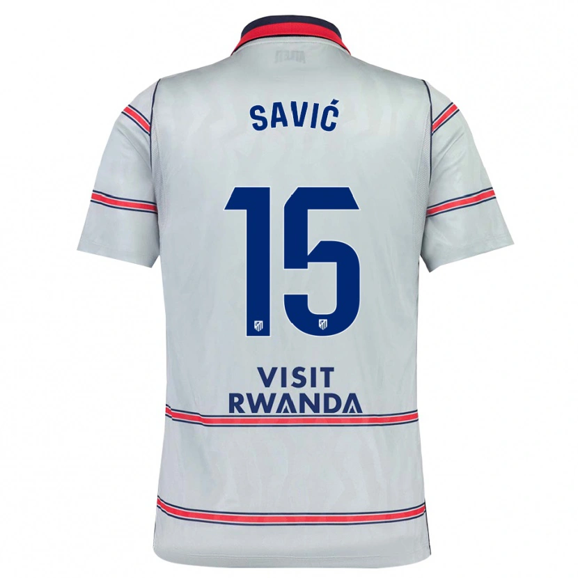Danxen Pánské Stefan Savic #15 Šedá Červená Tmavě Modrá Třetí Hráčské Dresy 2026/27 Dres