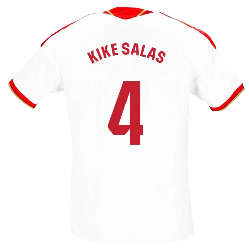Danxen Dámské Kike Salas #4 Bílá Červená Domů Hráčské Dresy 2026/27 Dres