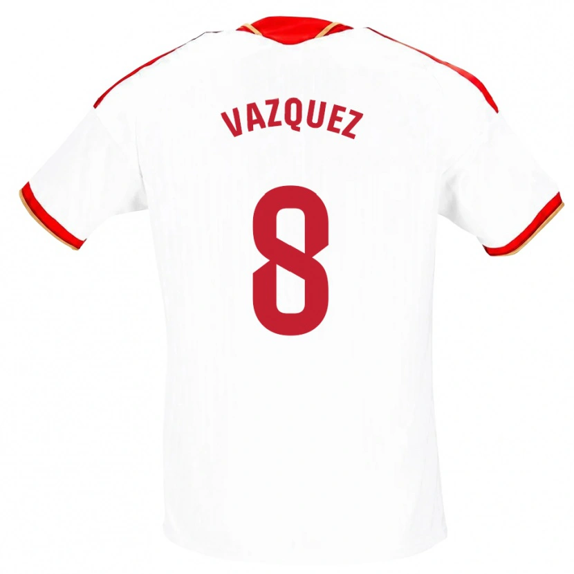 Danxen Dámské Manolo Vazquez #8 Bílá Červená Domů Hráčské Dresy 2026/27 Dres
