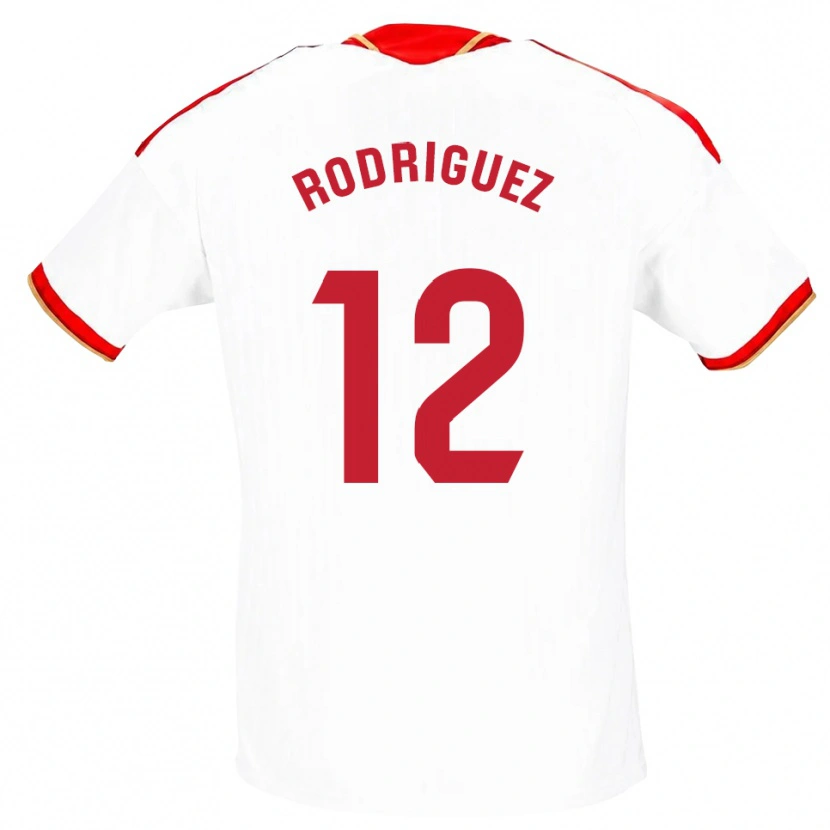 Danxen Dámské Lucía María Rodríguez Herrero #12 Bílá Červená Domů Hráčské Dresy 2026/27 Dres