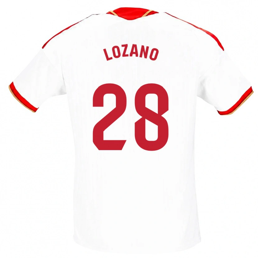 Danxen Dámské Elena Lozano #28 Bílá Červená Domů Hráčské Dresy 2026/27 Dres