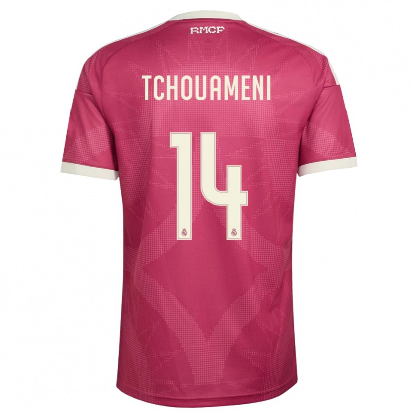 Danxen Dámské Aurélien Tchouaméni #14 Světle Fialově Červená Bílá Třetí Hráčské Dresy 2026/27 Dres