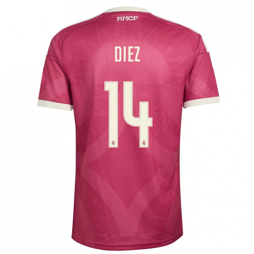 Danxen Dámské Carlos Diez #14 Světle Fialově Červená Bílá Třetí Hráčské Dresy 2026/27 Dres