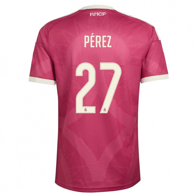 Danxen Dámské Adrián Pérez #27 Světle Fialově Červená Bílá Třetí Hráčské Dresy 2026/27 Dres