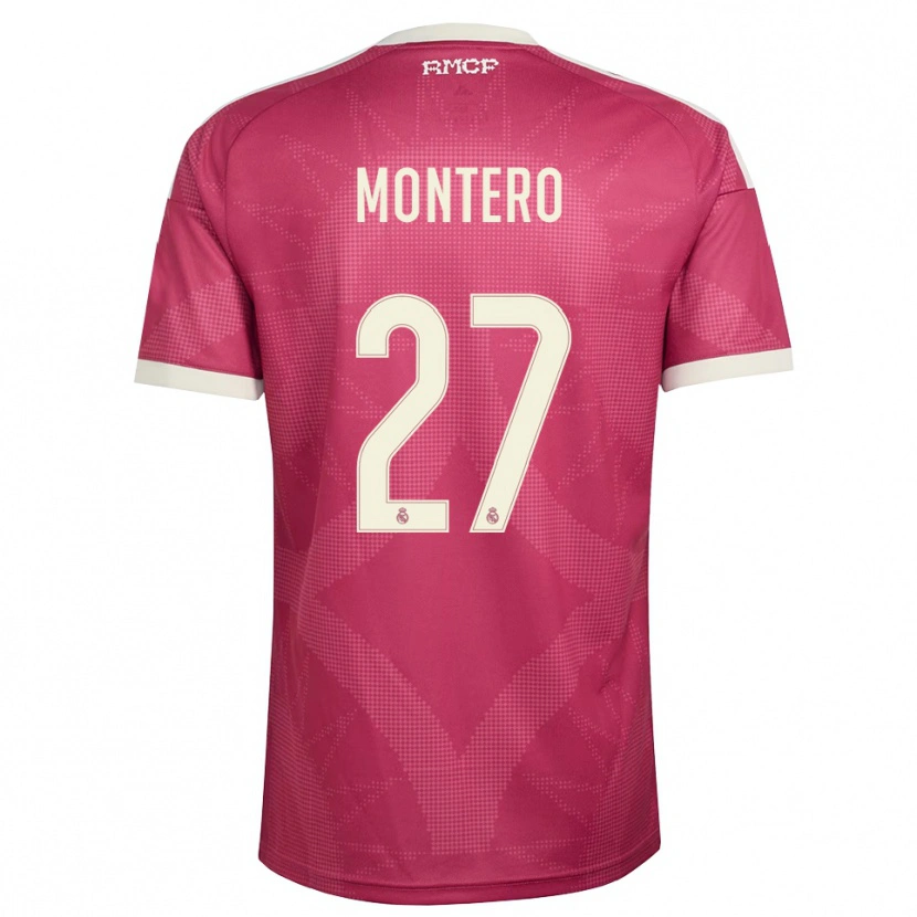 Danxen Dámské Pablo Montero #27 Světle Fialově Červená Bílá Třetí Hráčské Dresy 2026/27 Dres