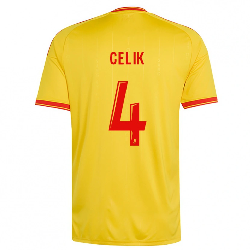 Danxen Dětské Nidal Celik #4 Zlatá Oranžová Červená Domů Hráčské Dresy 2026/27 Dres