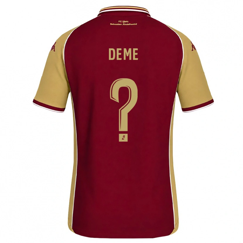 Danxen Dětské Oumar Deme #0 Zlatohnědá Tmavě Červená Domů Hráčské Dresy 2026/27 Dres