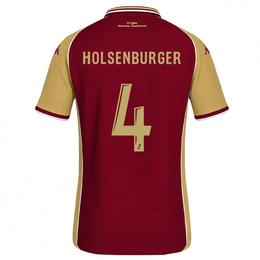 Danxen Dětské Ruben Holsenburger #4 Zlatohnědá Tmavě Červená Domů Hráčské Dresy 2026/27 Dres