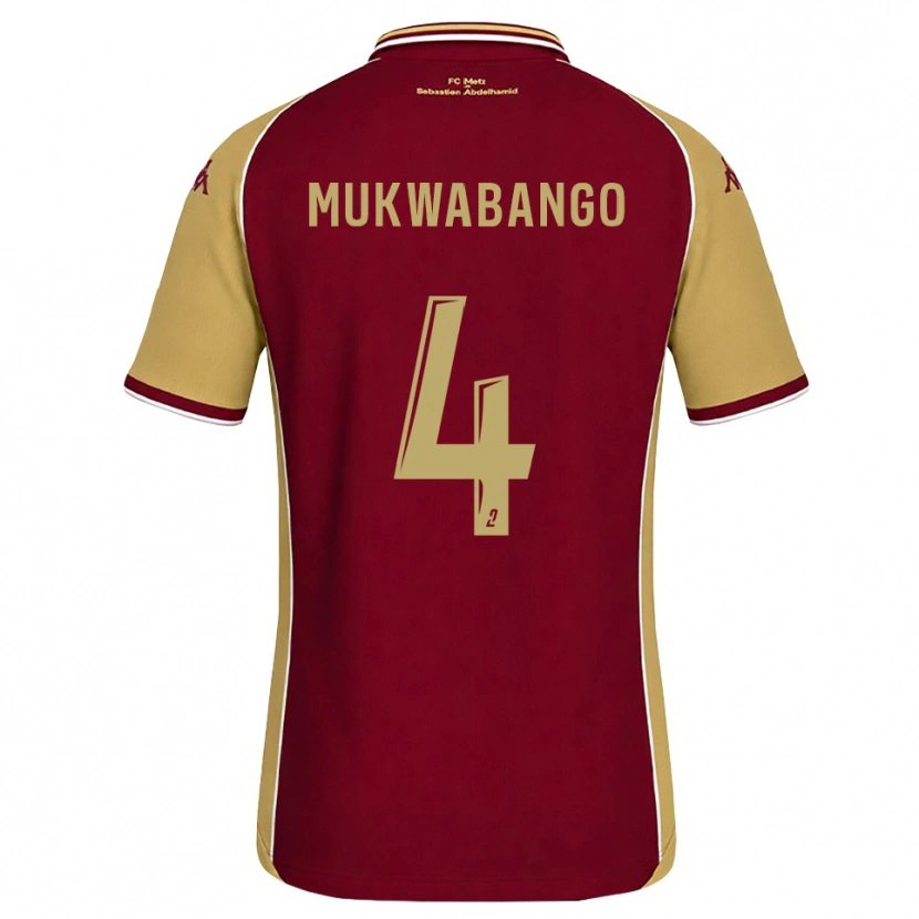Danxen Dětské Bénit Mukwabango #4 Zlatohnědá Tmavě Červená Domů Hráčské Dresy 2026/27 Dres
