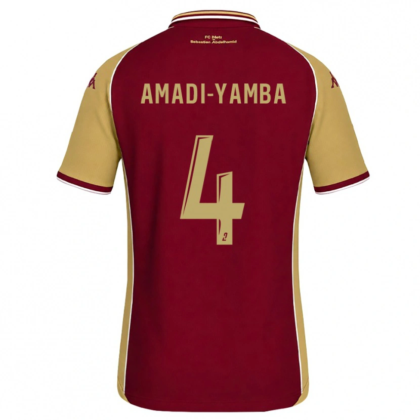 Danxen Dětské Nelson Amadi-Yamba #4 Zlatohnědá Tmavě Červená Domů Hráčské Dresy 2026/27 Dres
