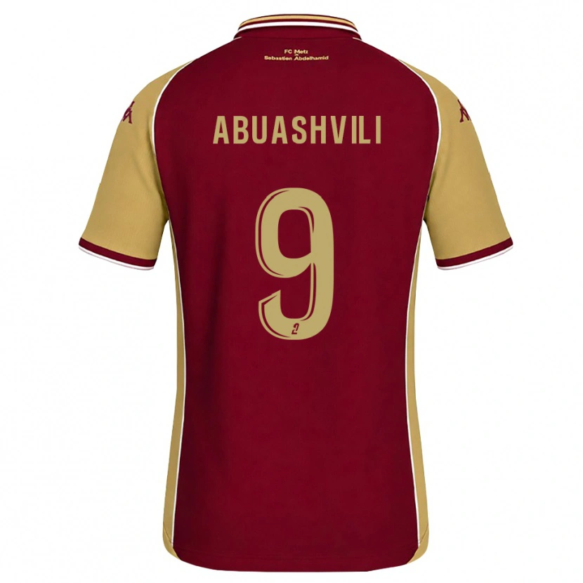 Danxen Dětské Giorgi Abuashvili #9 Zlatohnědá Tmavě Červená Domů Hráčské Dresy 2026/27 Dres